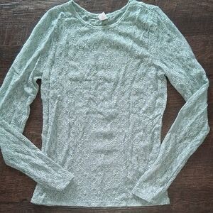 Old Navy Lace Long  Styled Sleeve Top - Light Green